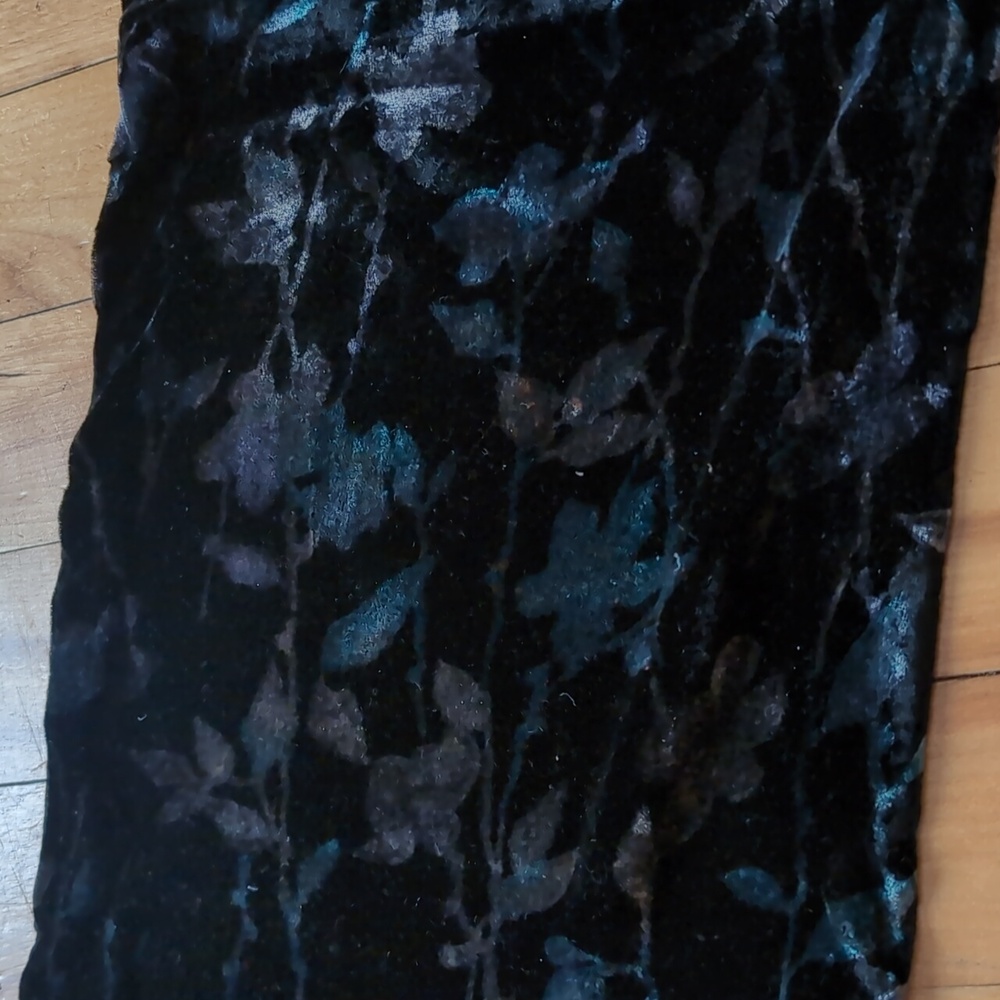 Vintage 90's GAP Black  Silk And Velvet  Scarf 48" Long